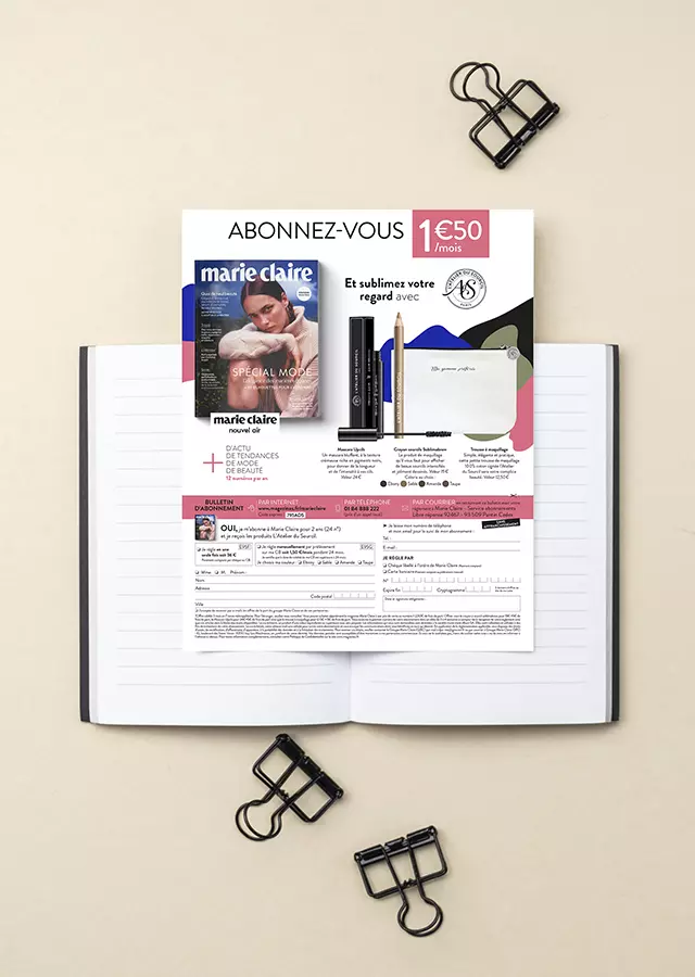 Petit flyer présentant une offre d'abonnement au magazine Marie Claire